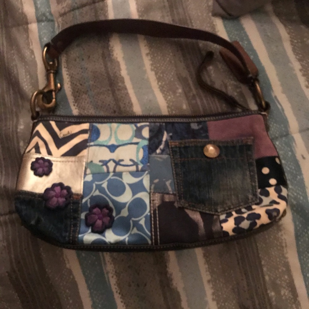 Denim coach patchwork bag